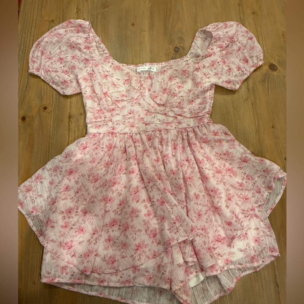 Altar'd State Pink Floral Dress with Puff Sleeves